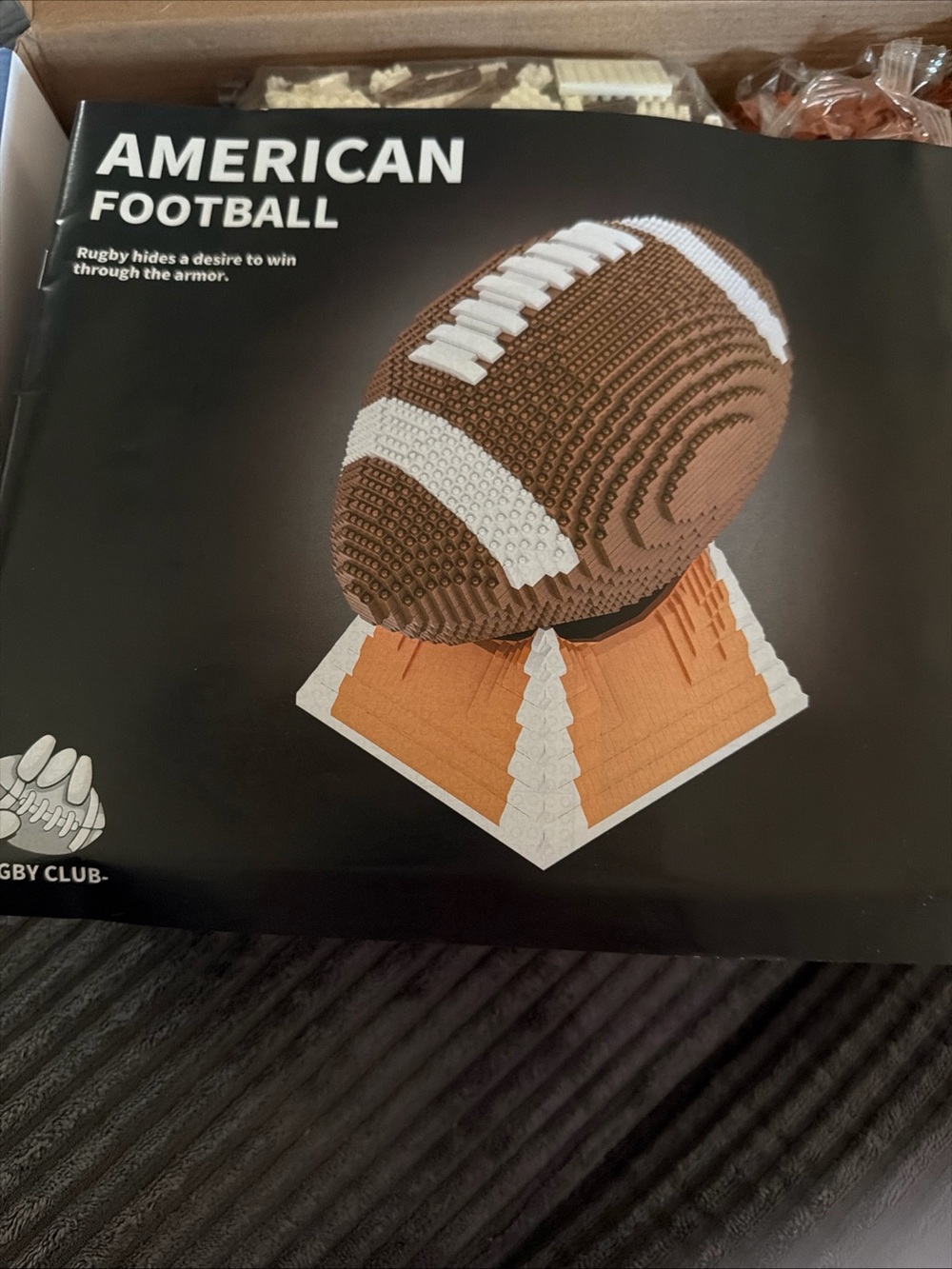 American Football Building Kit - Brown and White Display Model like Lego
